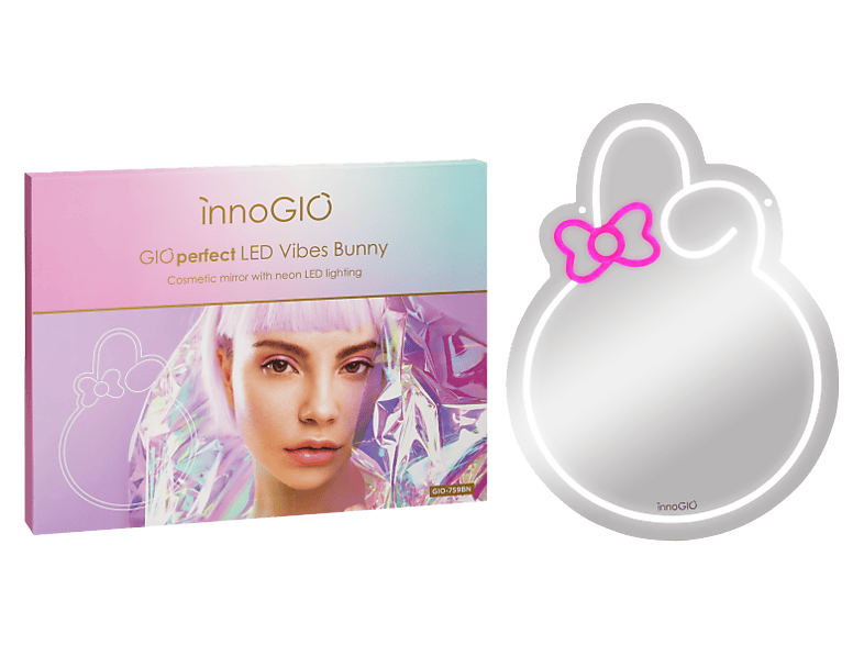 Lusterko do makijażu z oświetleniem INNOGIO GIOperfect Vibes Bunny Biało-różowy