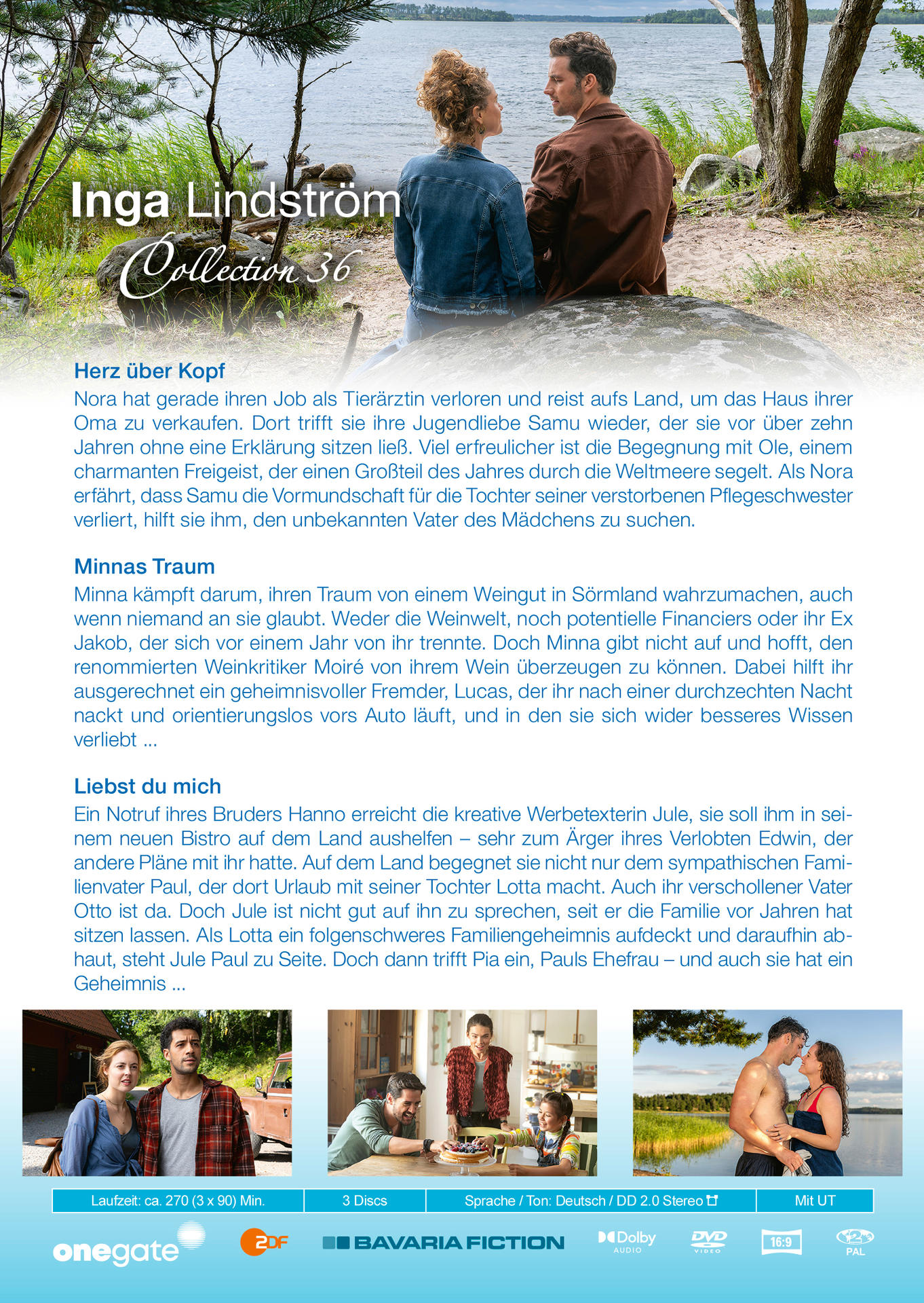 Ein Filmposter zeigt ein Paar, das sich in der Nähe eines Sees anschaut. Text auf Deutsch gibt Details zum Plot.