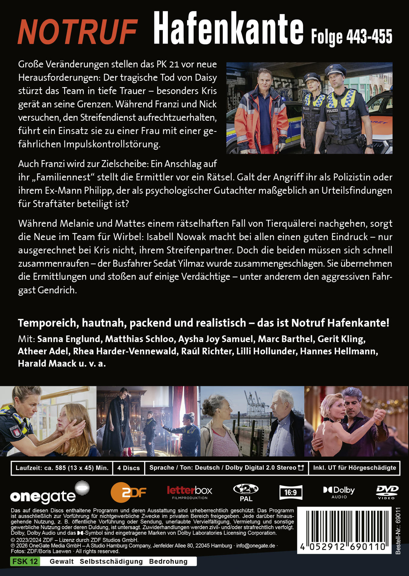 DVD-Cover. Polizisten, Schauspieler und Text über die Sendung 'Notruf Hafenkante'.