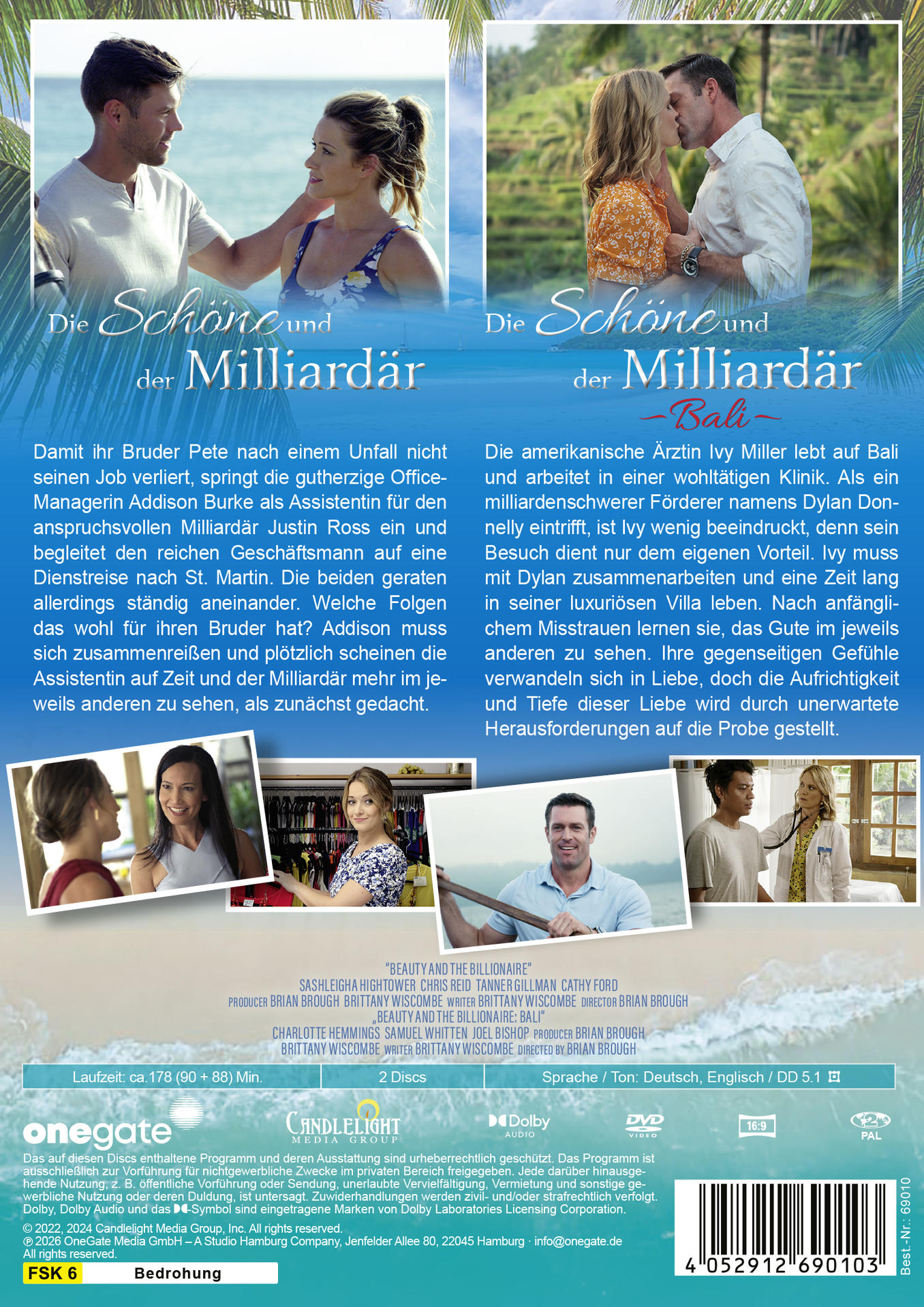 Filmposter mit Paaren in romantischen Szenen. Der Text lautet 'Die Schöne und der Milliardär'.