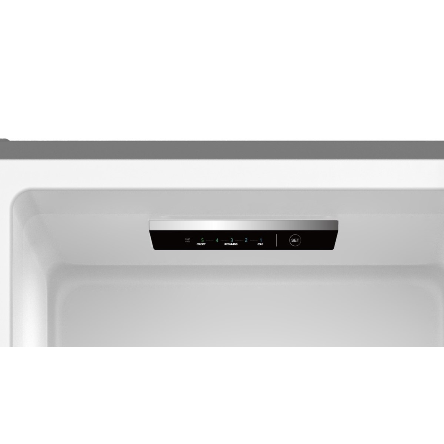 Refrigerator control panel with temperature settings. Includes options from 1 to 5, a 'set' button, and temperature indicators.
