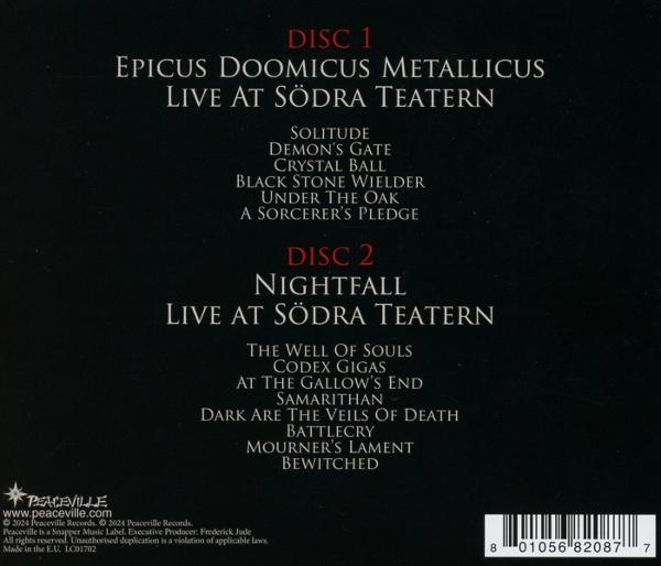CD-Cover. Titel: Epicus Doomicus Metallicus Live. Titelliste. Peaceville Records Logo. Barcode.