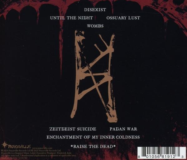 Die Rückseite einer CD-Hülle mit Text, einem Symbol und einem Barcode. Der Text enthält Songtitel und Informationen des Labels.