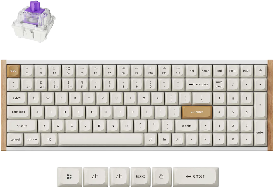 KEYCHRON K4 HE vezeték nélküli billentyűzet, 2,4GHz+BT, Gateron Magnetic Nebula, Magyar, fehér (K4H-Q1P-HU)