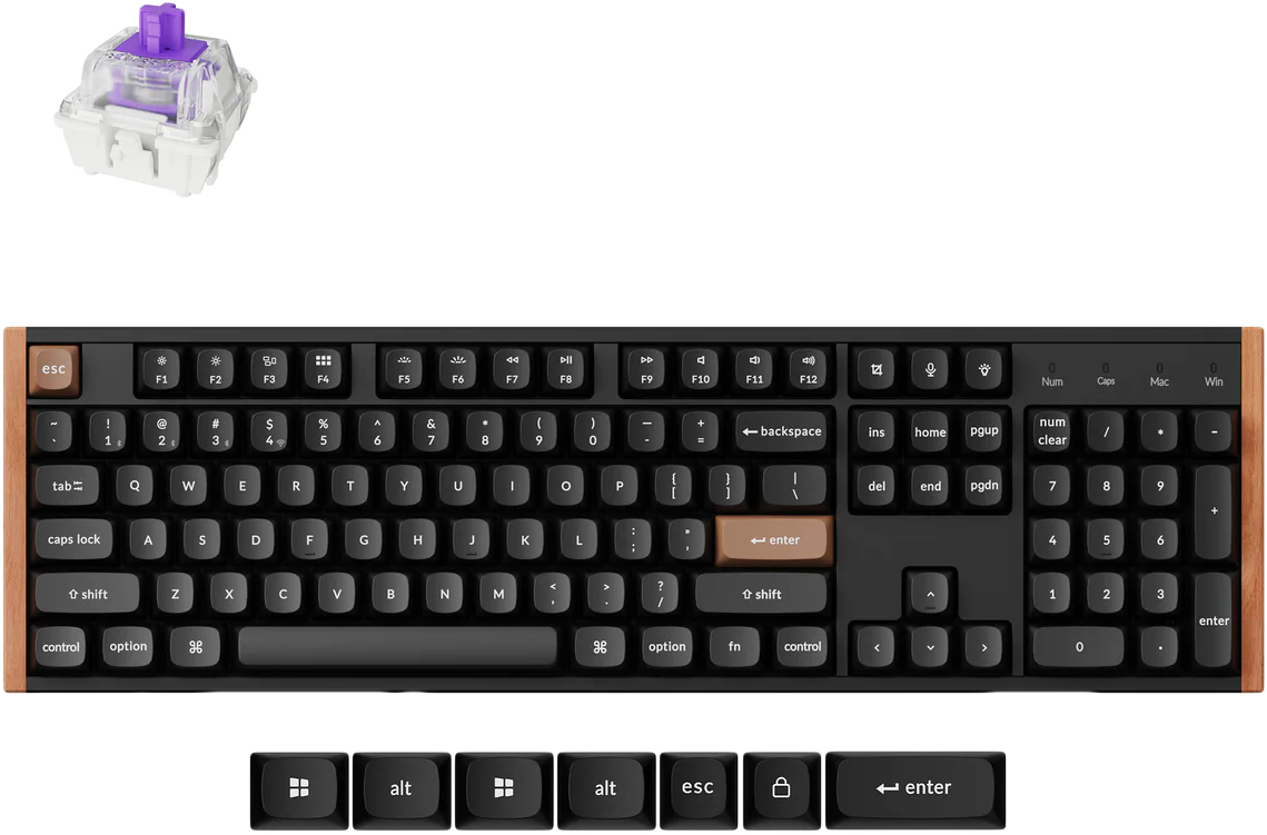 KEYCHRON K10HE vezeték nélküli billentyűzet, 2,4GHz+BT, Gateron Magnetic Nebula, Magyar, fekete (K10H-F1Z-HU)