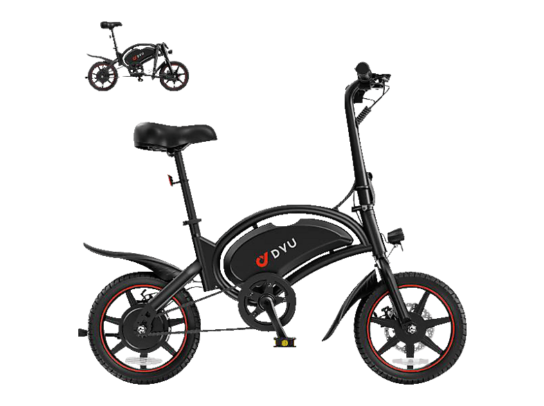 DYU D3S E-Bike 36V Klapprad Kompakt-/Faltrad (Laufradgröße: 14 Zoll, Erwachsene-Rad, 360 Wh, Schwarz (Black))