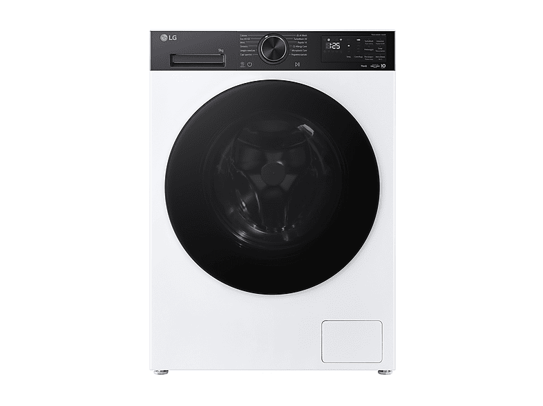 LG F4NX5009TKB LAVATRICE, Caricamento frontale, 9 kg, 12 programmi, Profondità 56,5 cm, Giri 1400 rpm, Bianco + pannello nero, livello rumorosità centrifuga 71 dB(A), Classe A