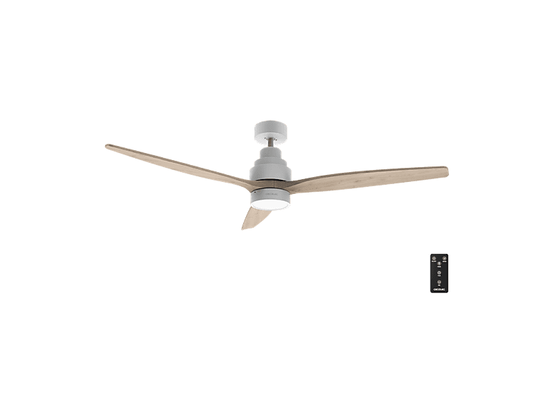 Ventilador de techo - Cecotec EnergySilence Aero 5275 LightWood, Motor DC, 52" (132 cm), Luz LED, Mando a distancia, Modo invierno/verano, Multicolor