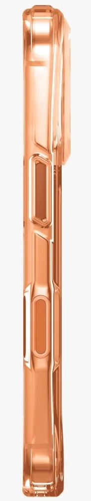 Przezroczyste, pomarańczowe etui na telefon z teksturowanymi bokami.