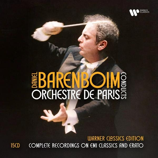 Albumcover: Daniel Barenboim dirigiert das Orchestre de Paris. Der Text erwähnt 'Warner Classics Edition' und 'Complete Recordings'.