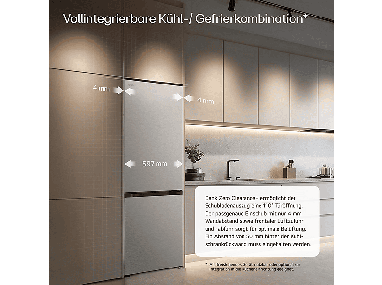 LG GBBS716AMB Fit&Max Kühlgefrierkombination (A, 333 l, 1860 mm hoch, Metal Sorbet)