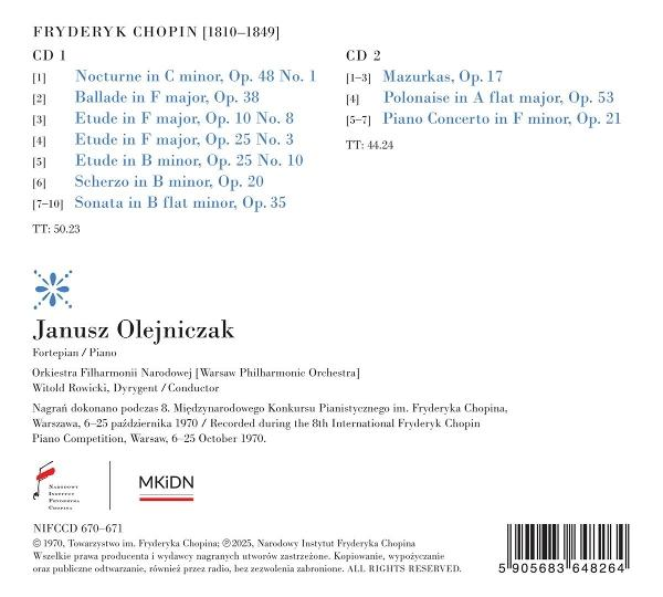 Fryderyk Chopin Album-Trackliste: CD1 Nocturnes, Balladen, Etüden, Scherzo, Sonate. CD2 Mazurken, Polonaise, Klavierkonzert.