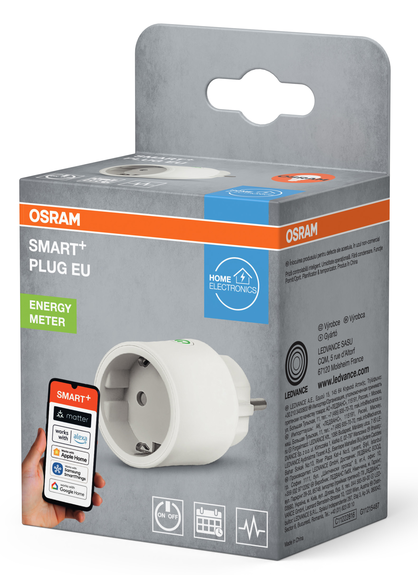 Osram Smart+ EU okosdugó energia mérővel és okostelefon vezérléssel.