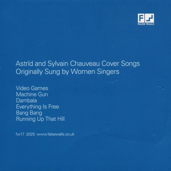 Blaues Albumcover mit weißem Text, das von Astrid und Sylvain Chauveau gecoverte Lieder auflistet.
