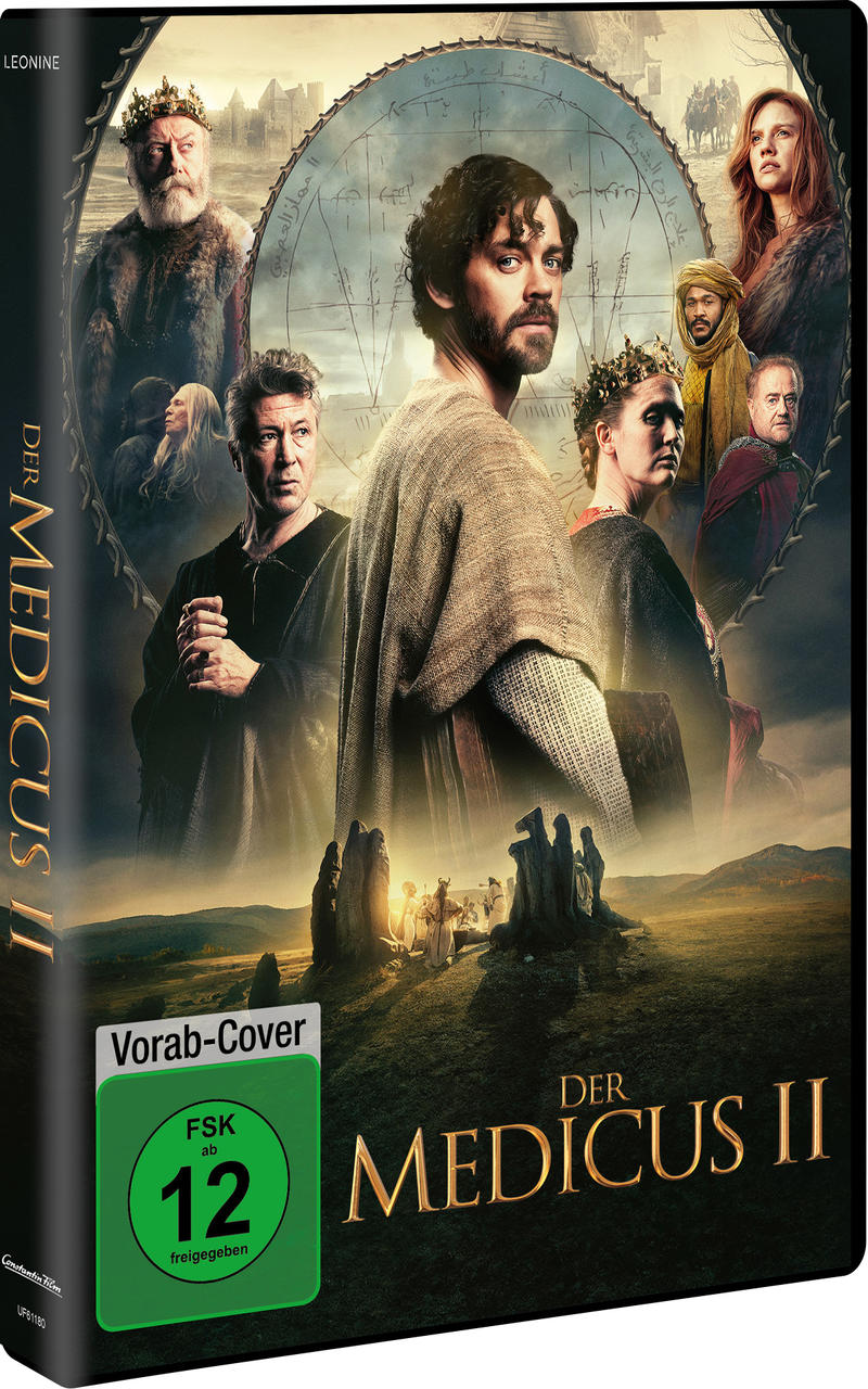 Filmposter mit Besetzung. Ein Mann vorne, Hintergrundbesetzung und eine runde Karte.
