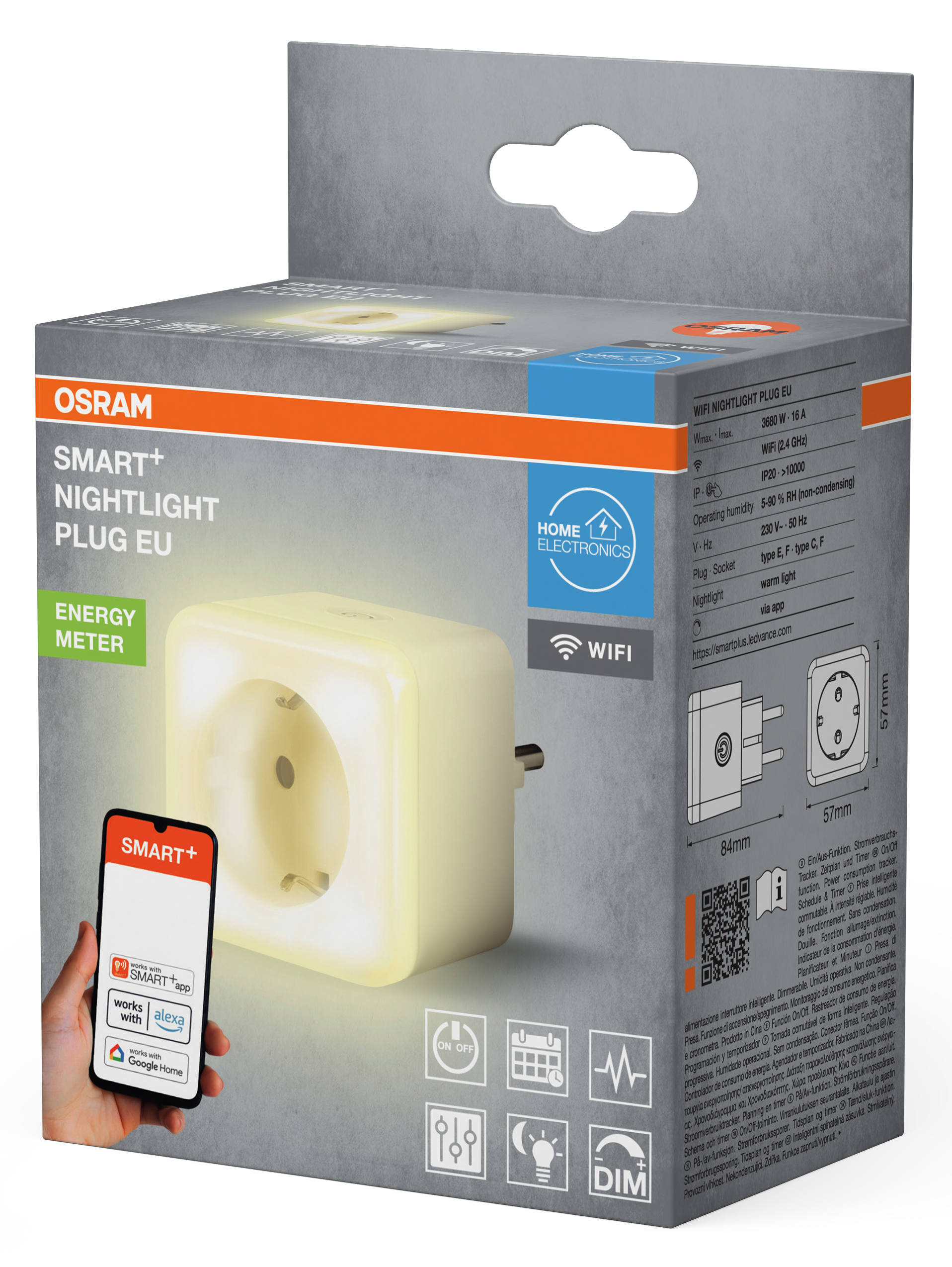 OSRAM Smart+ éjszakai lámpa csatlakozó energia mérővel és app vezérléssel.