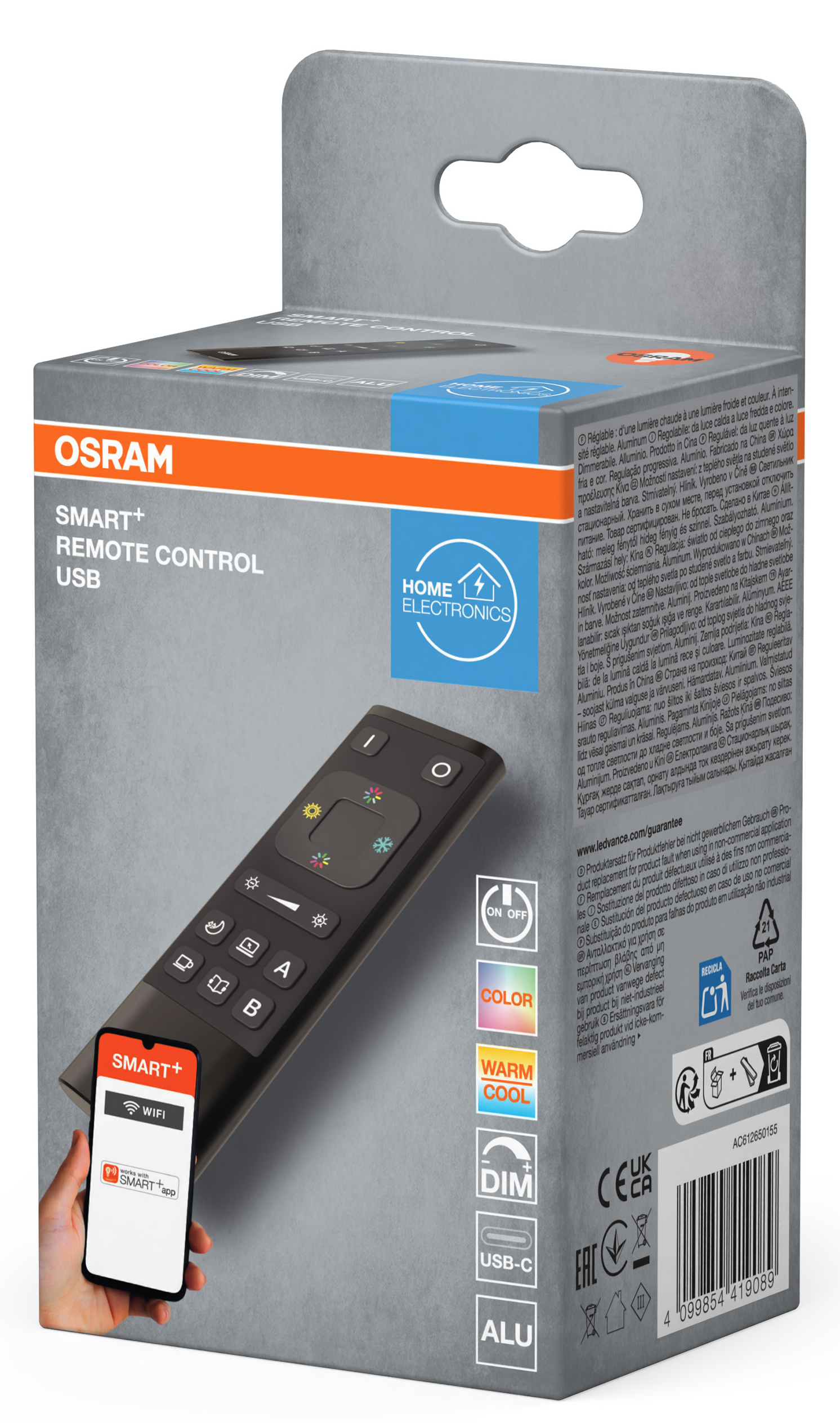 OSRAM Smart+ távirányító USB-vel, okostelefonos app kijelzéssel.