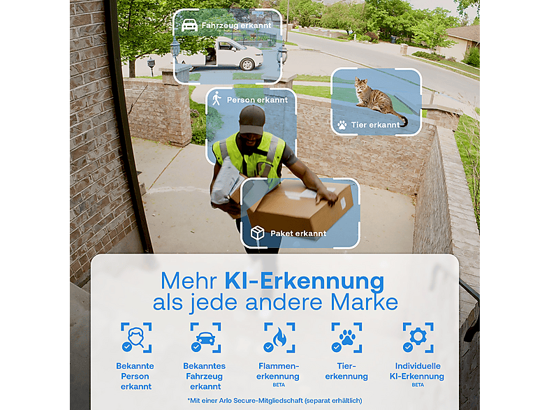 Arlo Essential 3 2K, Netzwerkkamera (für Außen, Nachtsichtfunktion, Akkubetrieb, Neigbar, Schwenkbar, 2K, Weiss) — Foto 5 von 5