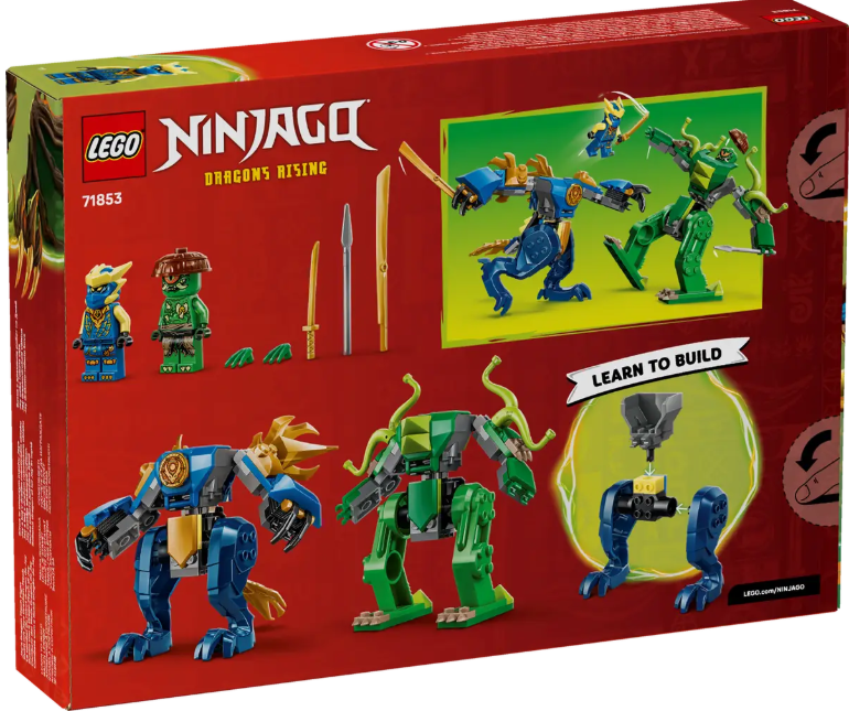 Lego Ninjago Karton: Figuren, Waffen und baubare Mechs. Bauen lernen.