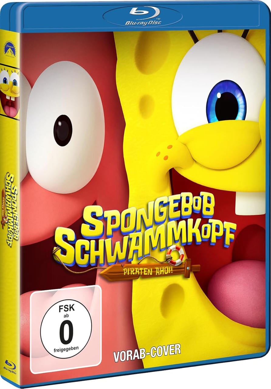 Blu-ray Cover von Spongebob Schwammkopf mit Charakteren und FSK 0 Siegel.