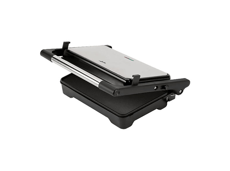Grill - Jata JEGR1183, 1500W, 2 Placas: 26 x 16,5 cm, Base Antideslizante, Plata/Negro