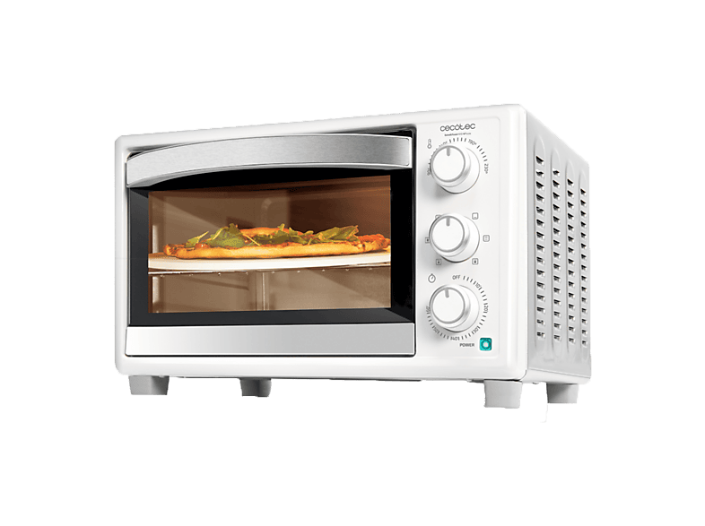 Horno compacto - Cecotec Bake&Toast 2600 White 4Pizza, 26 L, 1500 W, Convección, Piedra para pizza, 6 funciones, Luz interior, Blanco