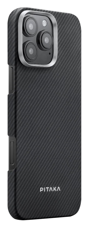 Czarna obudowa telefonu z wzorem węglowym i wycięciem na aparat.