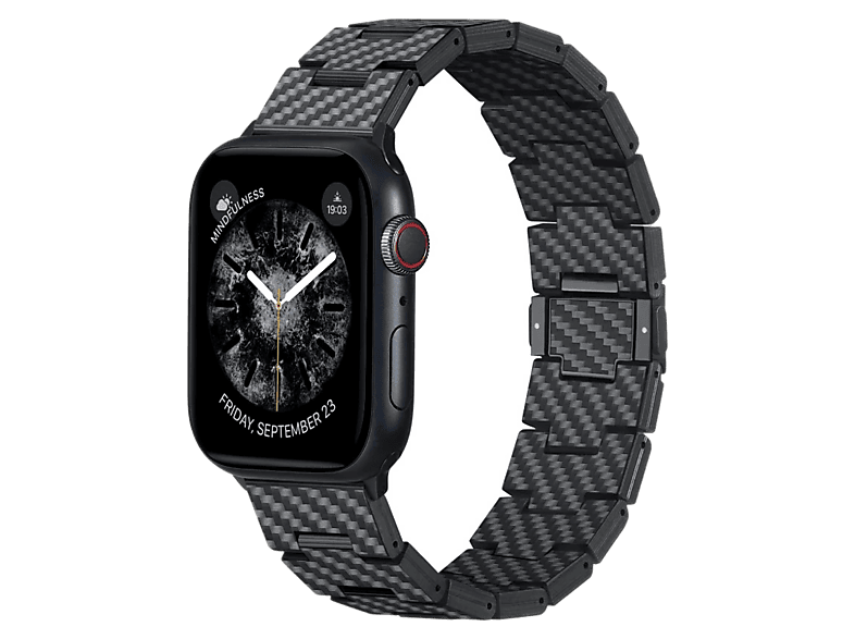 Pasek PITAKA Carbon Fiber Retro do Apple Watch 42/44/45/49mm i 38/40/41mm Czarno-szary