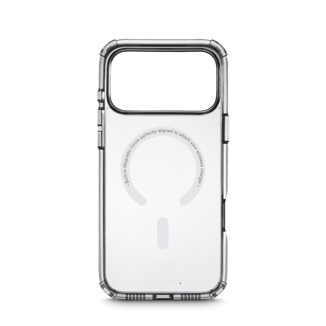 Transparenter Handyhülle mit magnetischem Kreis für kabelloses Laden.