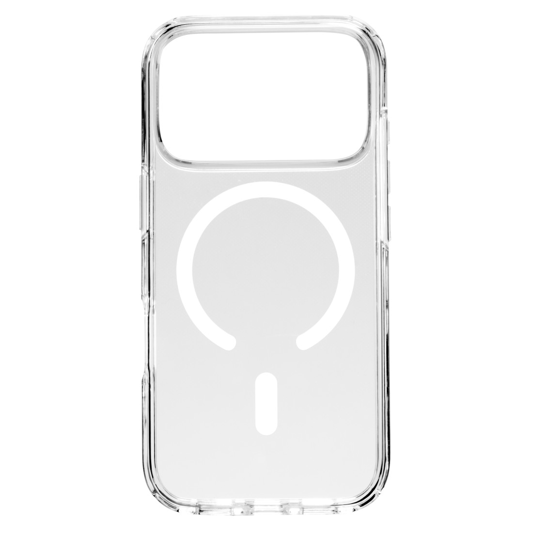 Transparente Handyhülle mit magnetischem Ring und einer Linie darunter.
