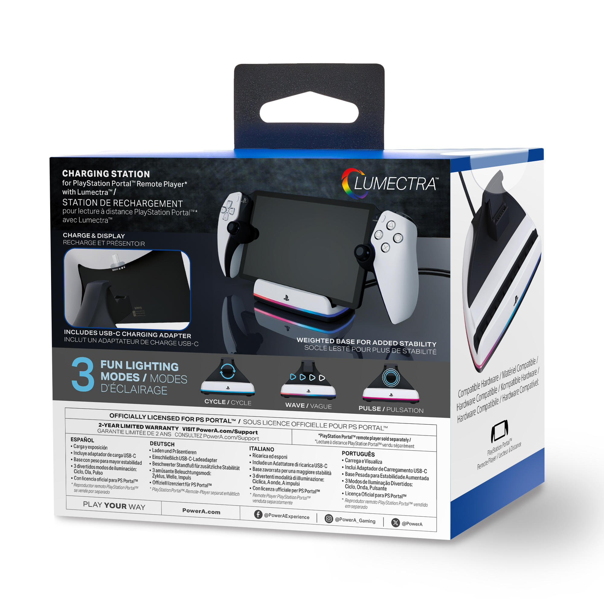 Lumectra'lı PlayStation Portal şarj istasyonu, USB-C adaptörü ve şarj fonksiyonu içerir.