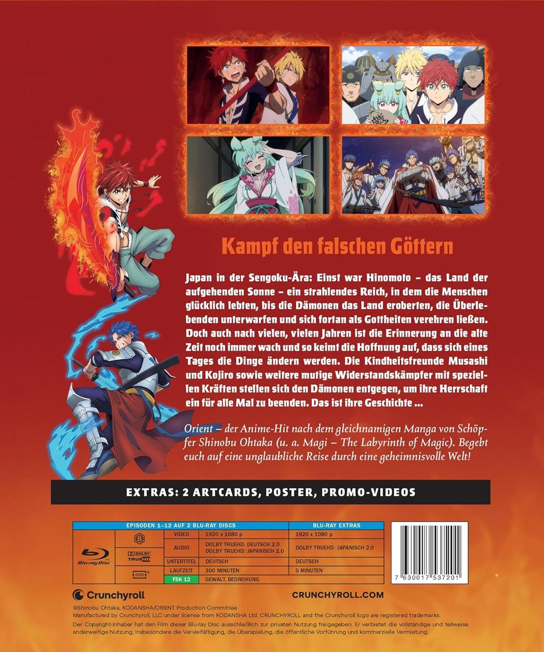 Anime Blu-ray Cover: Zeigt Charaktere aus 'Kampf den falschen Göttern' und Details.