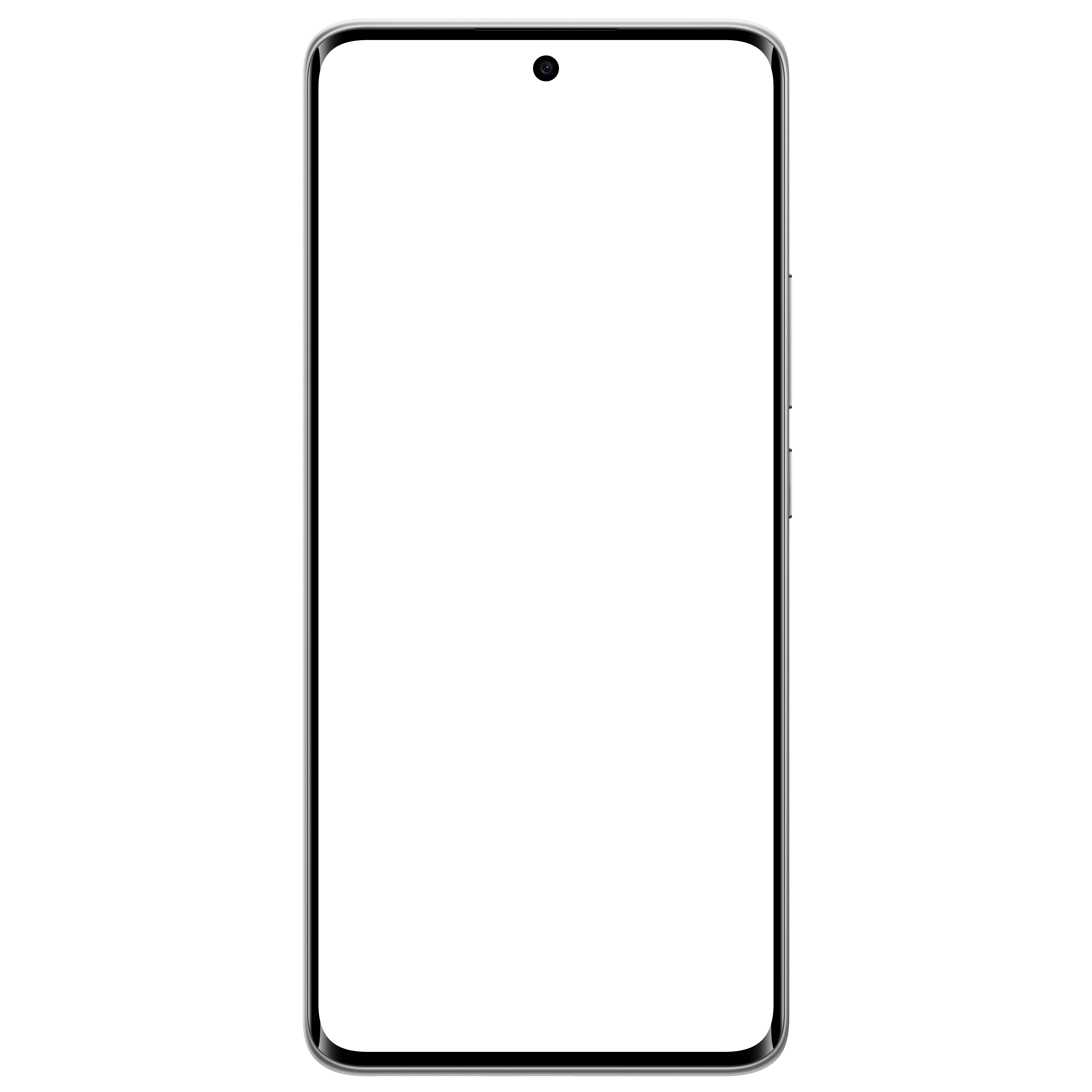 Modern bir akıllı telefon, siyah ekranı ve gümüş çerçevesi var.