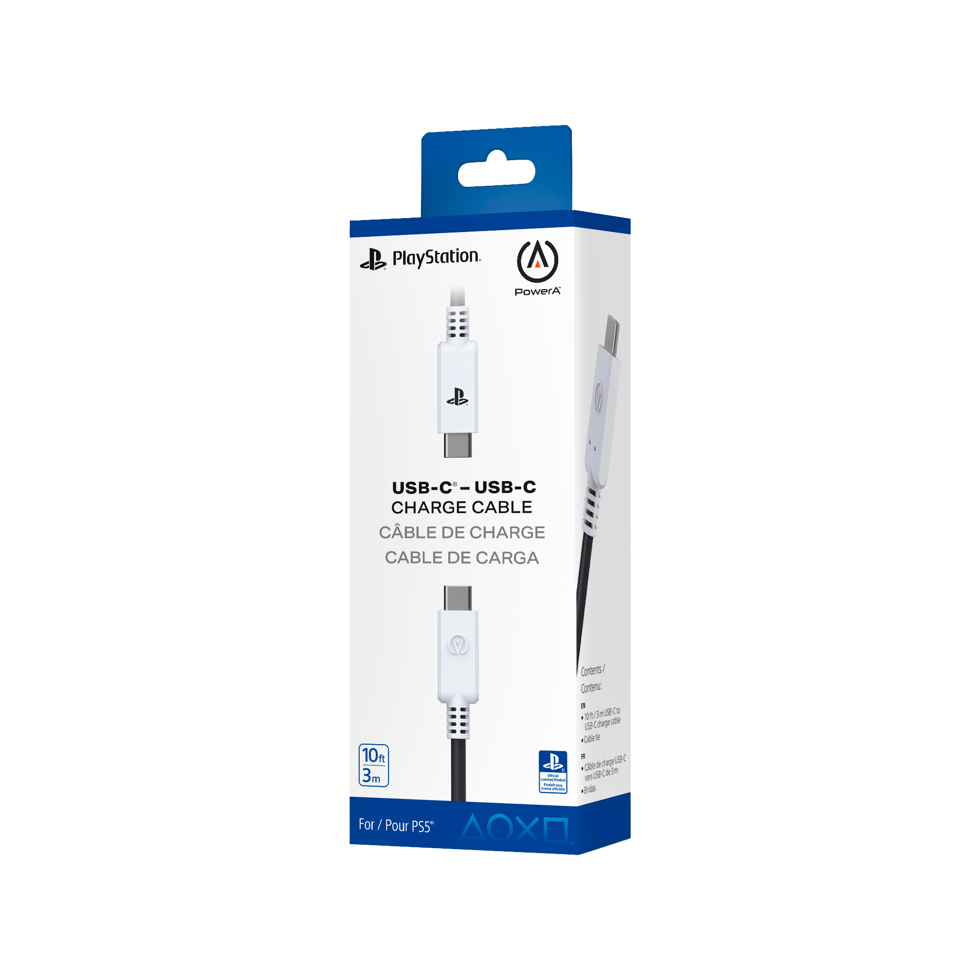 PlayStation USB-C - USB-C şarj kablosu PS5 için, 3m, kablo bağı ile.