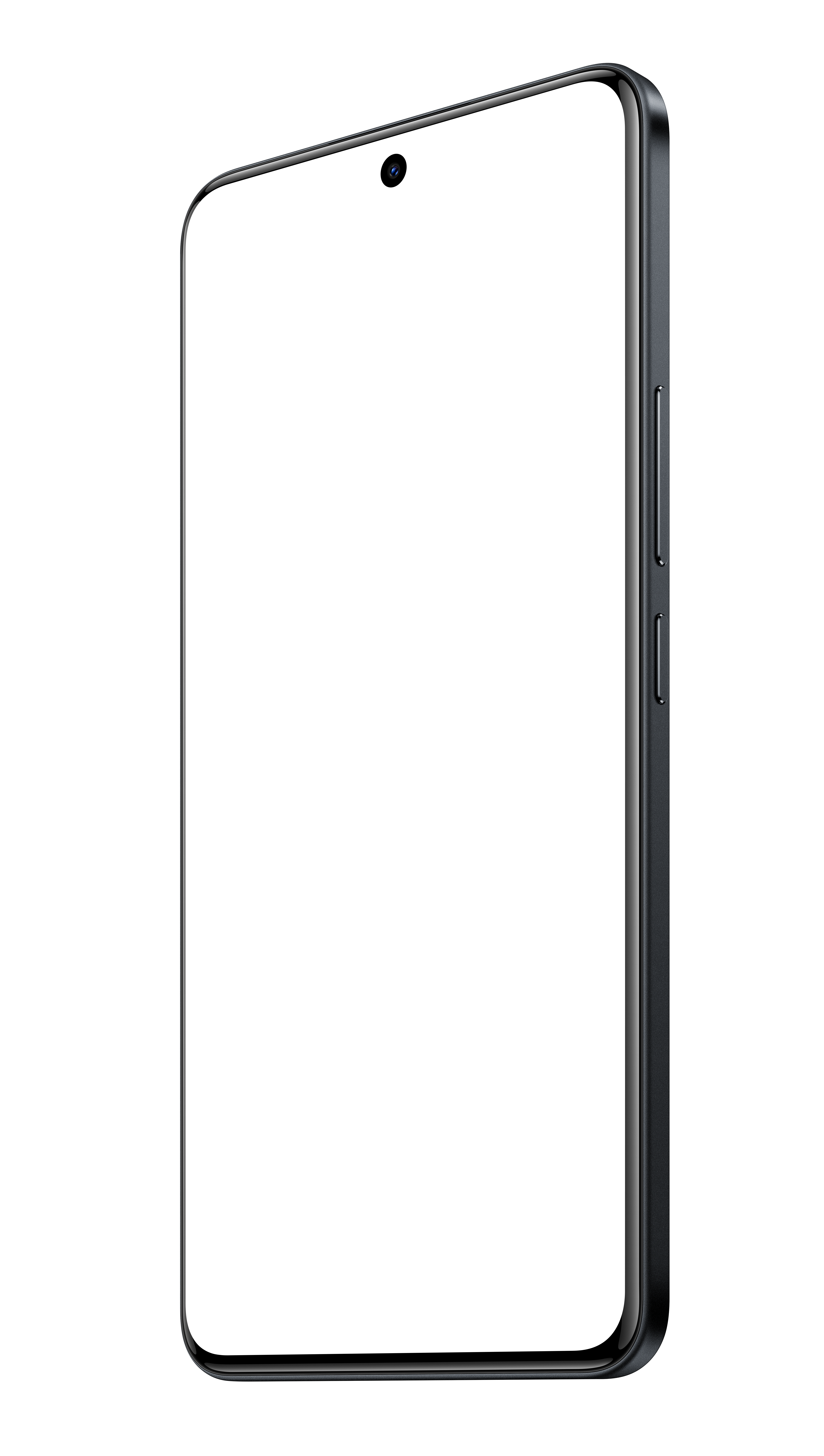 Koyu ekranlı ve gümüş çerçeveli modern bir akıllı telefon.