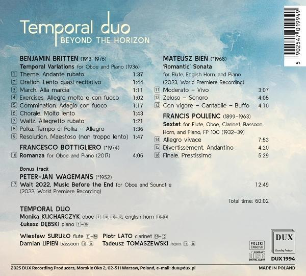 CD-Cover mit Titelliste, Komponisten und Musikern. Blau-grauer Hintergrund.