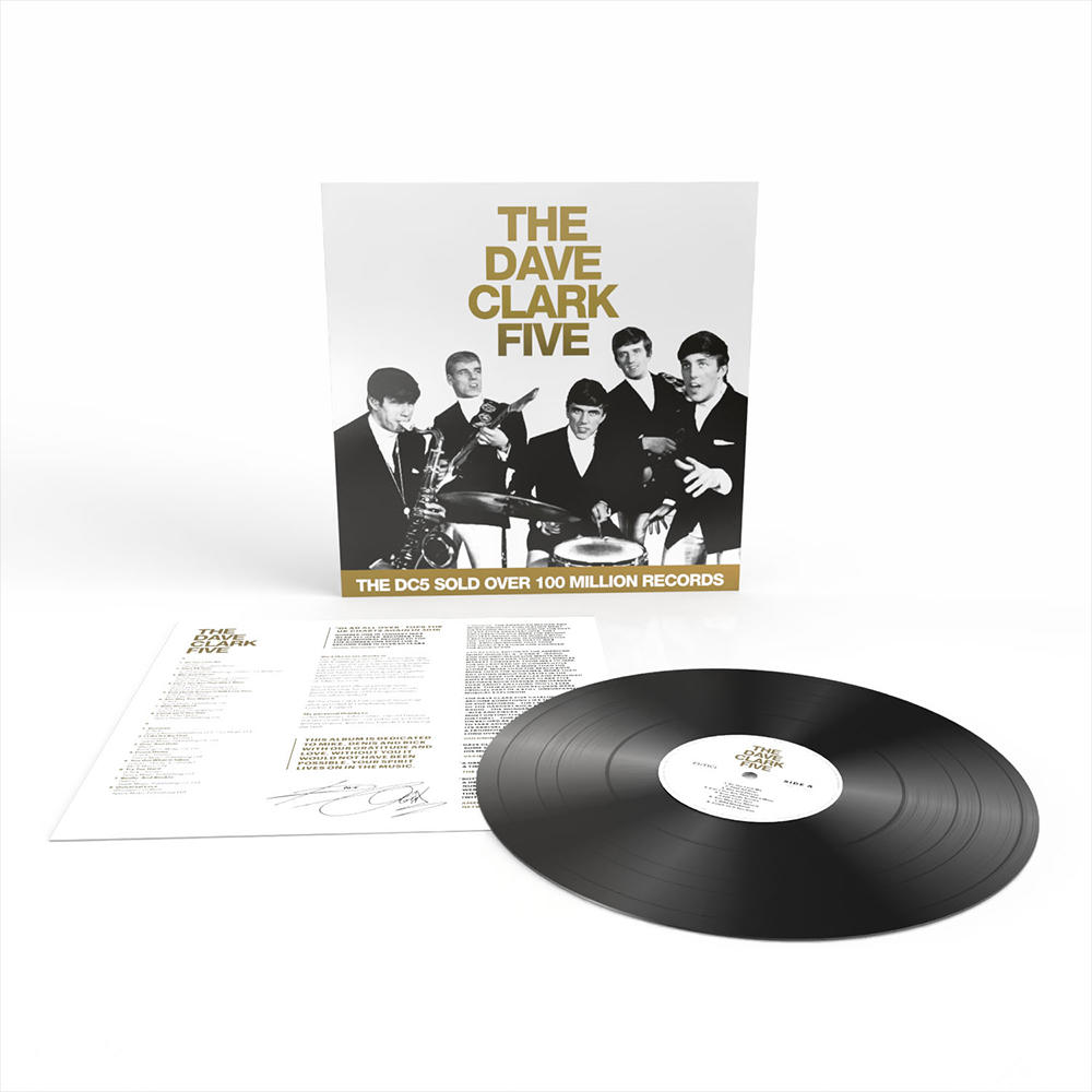 Das Albumcover, die Schallplatte und das Cover von The Dave Clark Five sind auf weißem Hintergrund abgebildet.