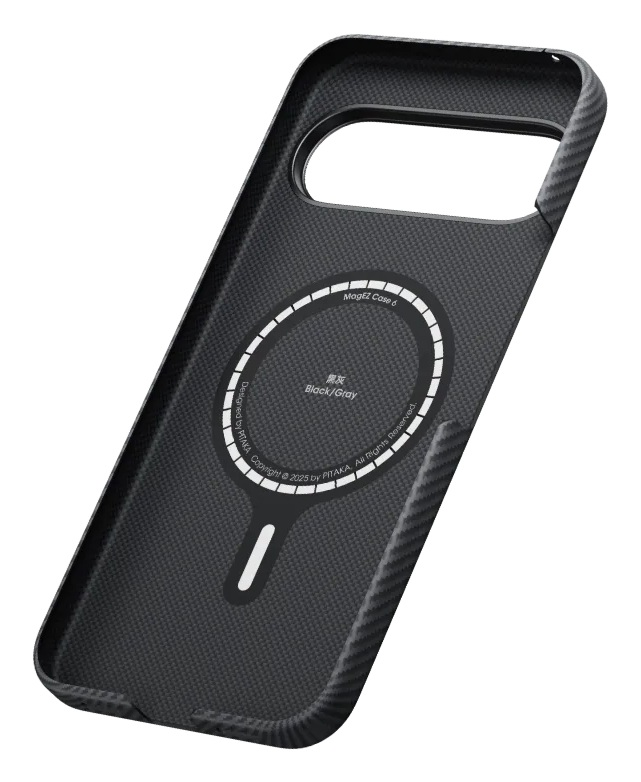 Czarne etui na iPhone z pierścieniem MagEZ i nadrukiem.