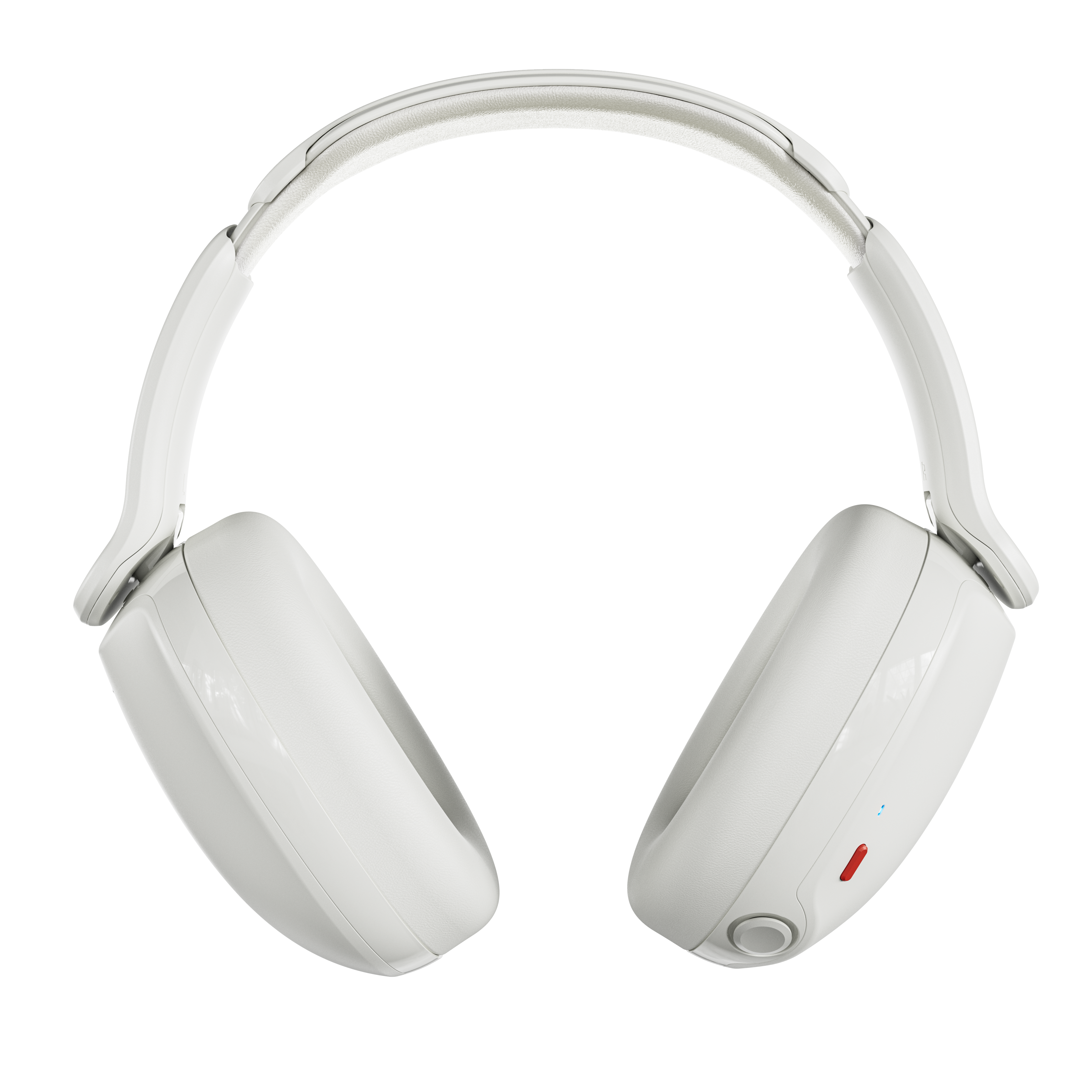 Weiße Over-Ear-Kopfhörer mit einem gepolsterten Kopfbügel und weißen Ohrmuscheln.