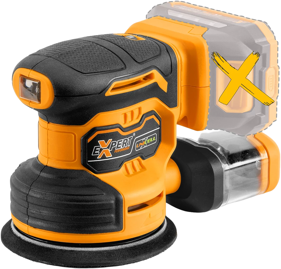 EXPERT UNICELL Akkumulátoros rotációs csiszoló 125mm, sebesség szabályozós
