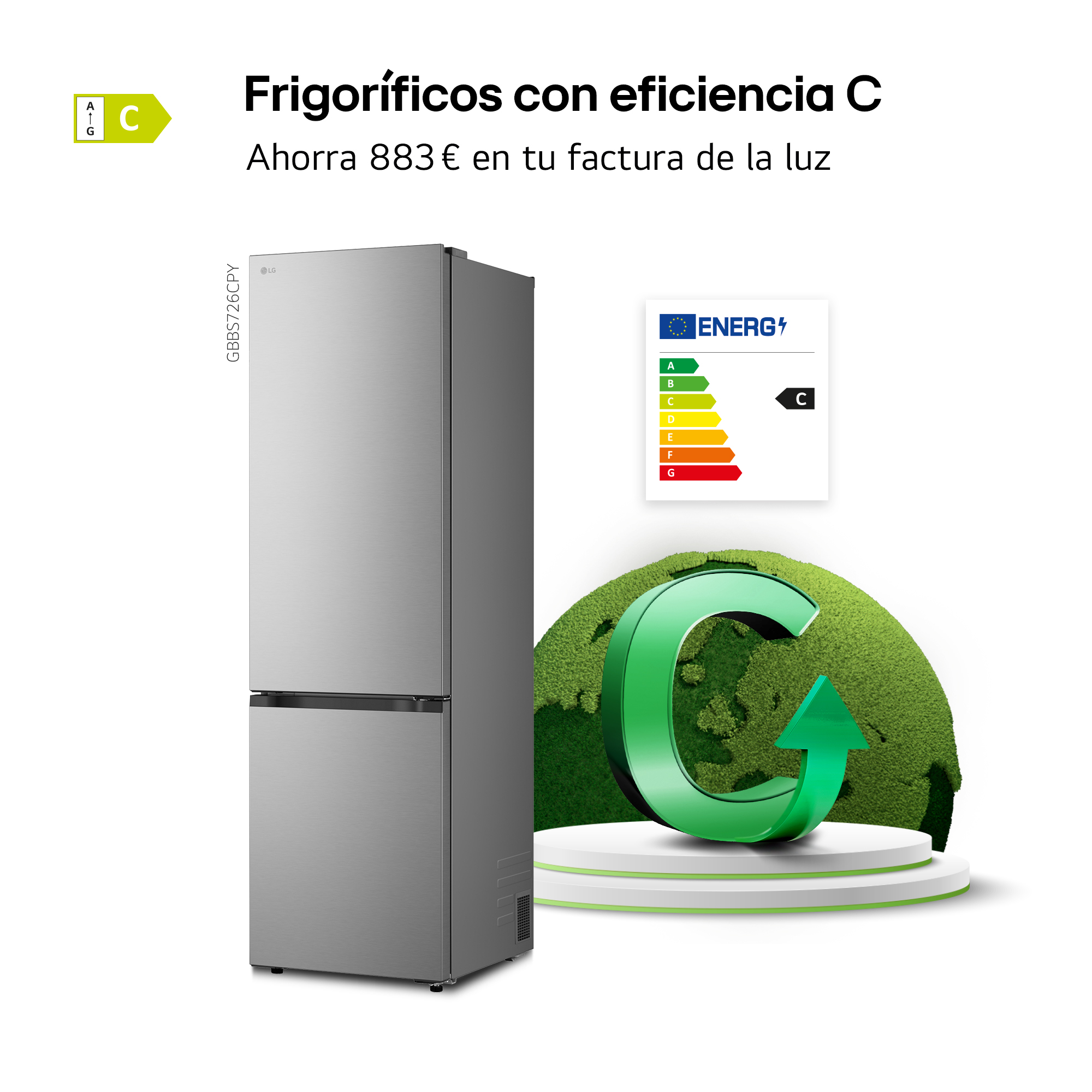 Frigoríficos con eficiencia C Ahorra 883 euros en tu factura de la luz.