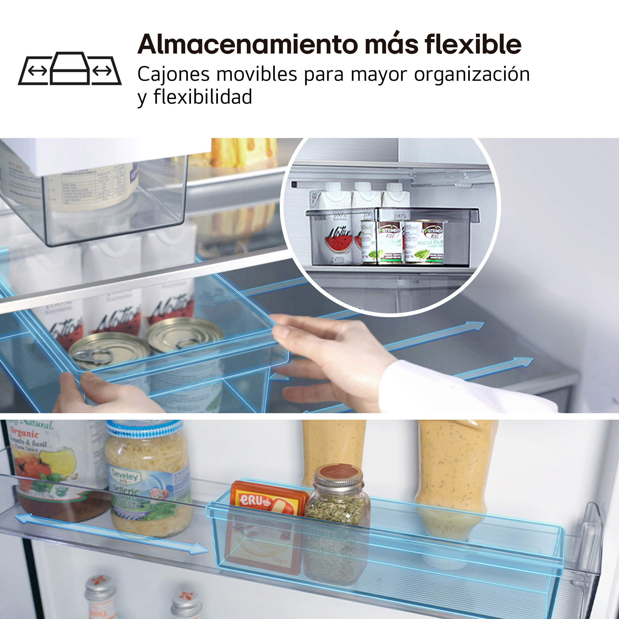 Almacenamiento más flexible Cajones movibles para mayor organización y flexibilidad