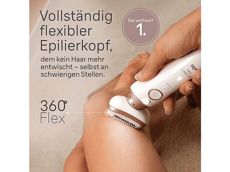 Braun Silk·épil 9 Flex, Epilierer mit 360° flexiblem Kopf für eine einfache Haarentfernung, Nass & Trocken, Rasier- und Trimmeraufsatz — Foto 2 von 5