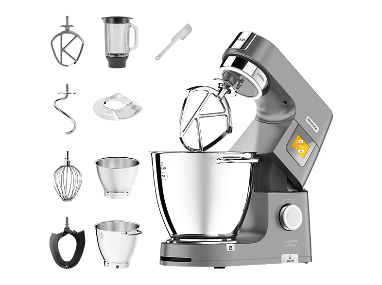 Kenwood KWL 90.124 SI Titanium Chef Patissier XL Küchenmaschine Silber (Rührschüsselkapazität: 7 l, 1400 Watt)