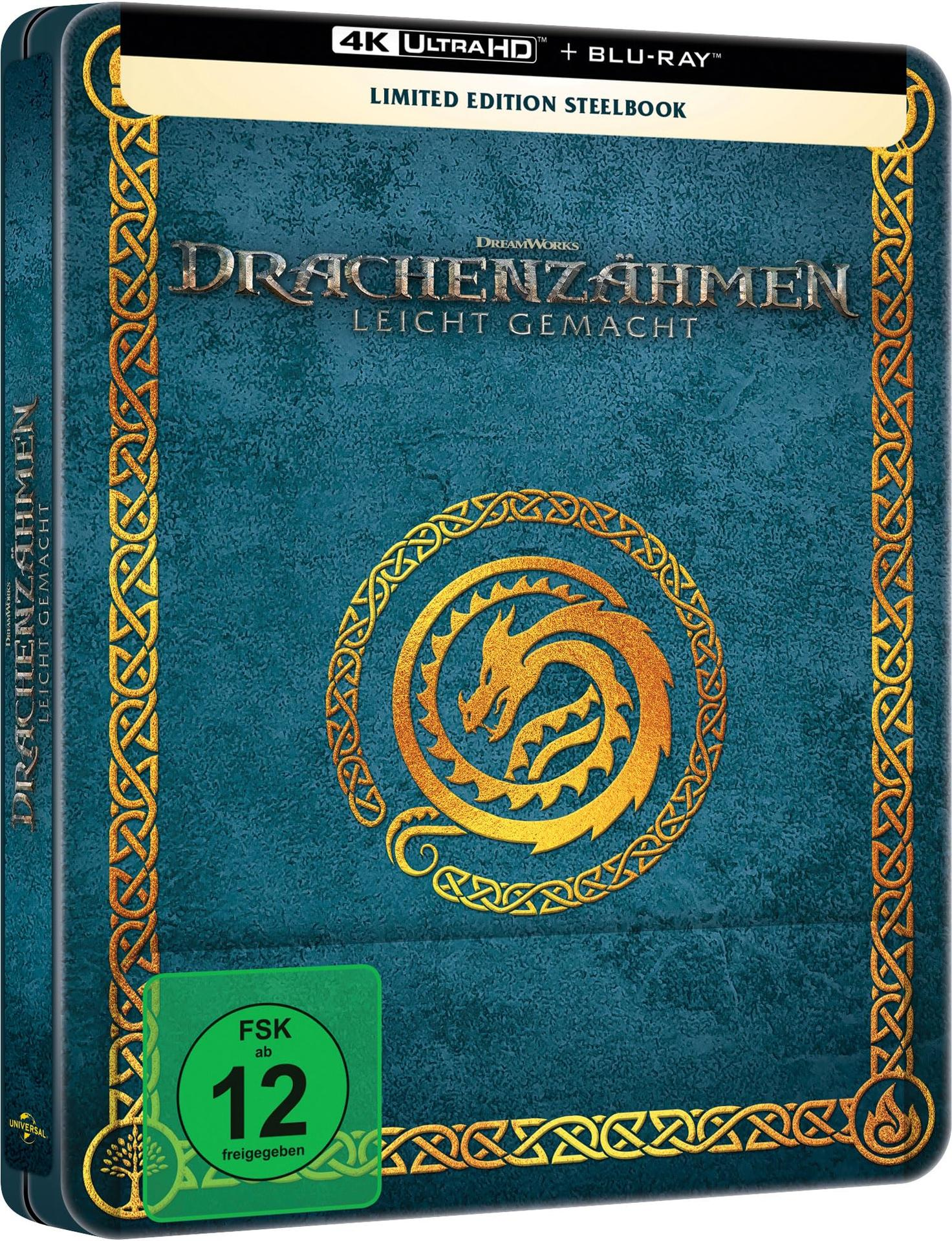 Limited Edition Steelbook für „Drachenzähmen leicht gemacht“. Mit goldenem Drachenemblem.