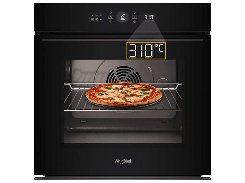 Whirlpool WOI5S8PCM1SBA Funkcje AI Pizza 310C Termoobieg Termosonda AirFry Czarny