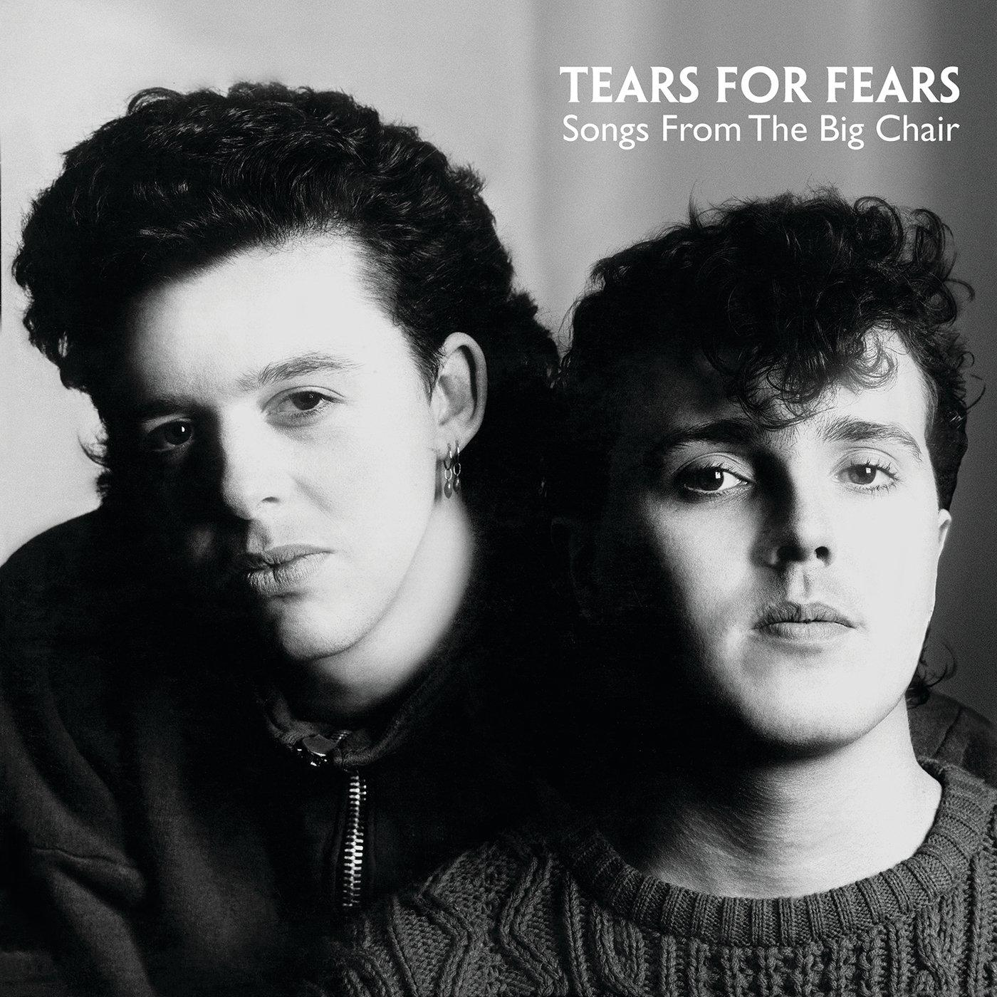 Tears For Fears "Songs From The Big Chair" fekete-fehér albumborítója.
