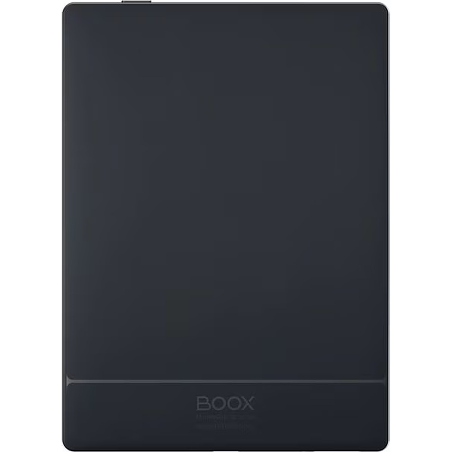 A dark grey BOOX e-reader with a smooth matte finish. The logo is visible at the bottom.