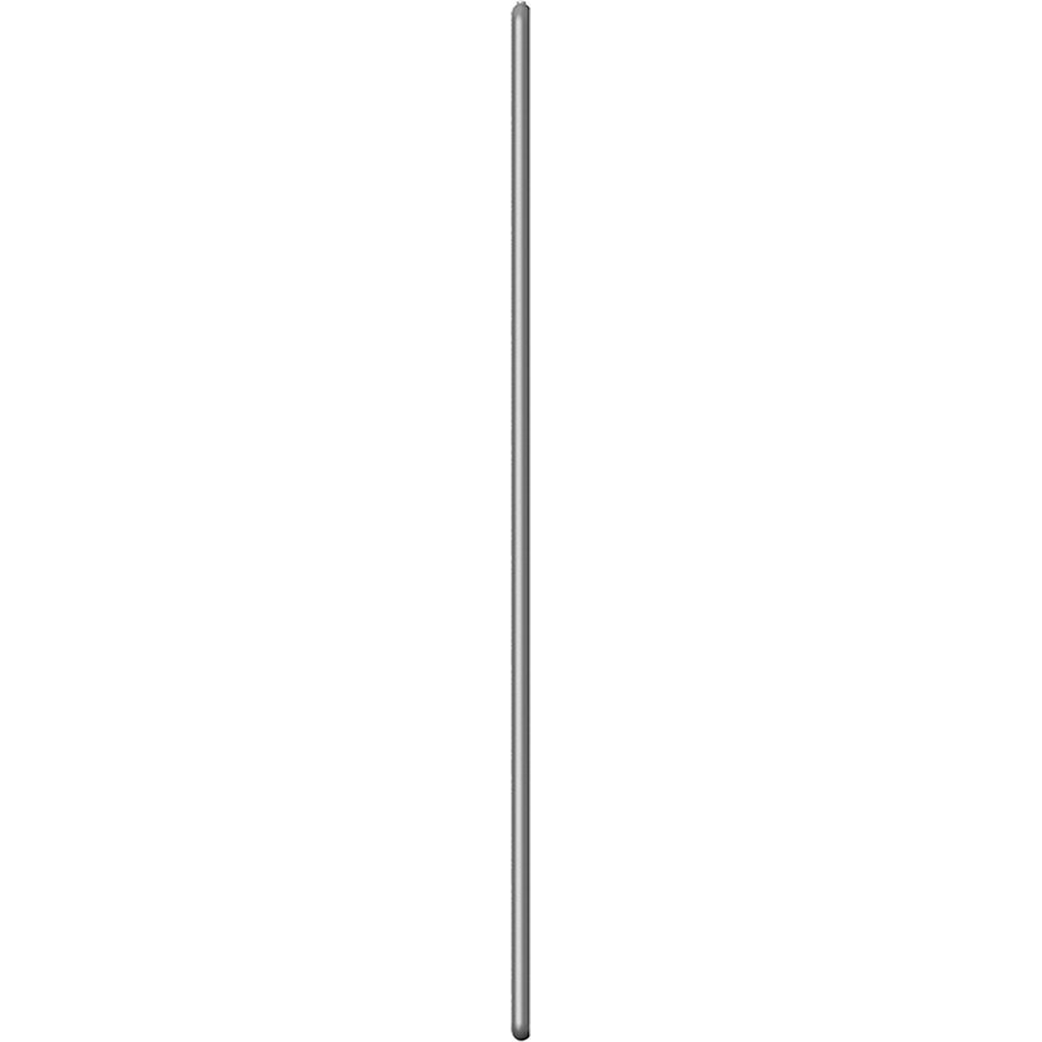 A thin, gray stick stands vertically on a white background.