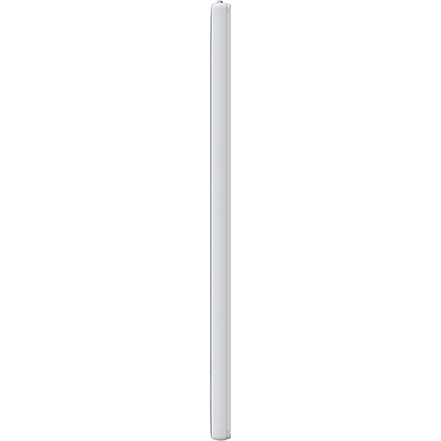 Un objet mince, blanc et vertical, possiblement une règle ou une tablette, sur fond blanc.
